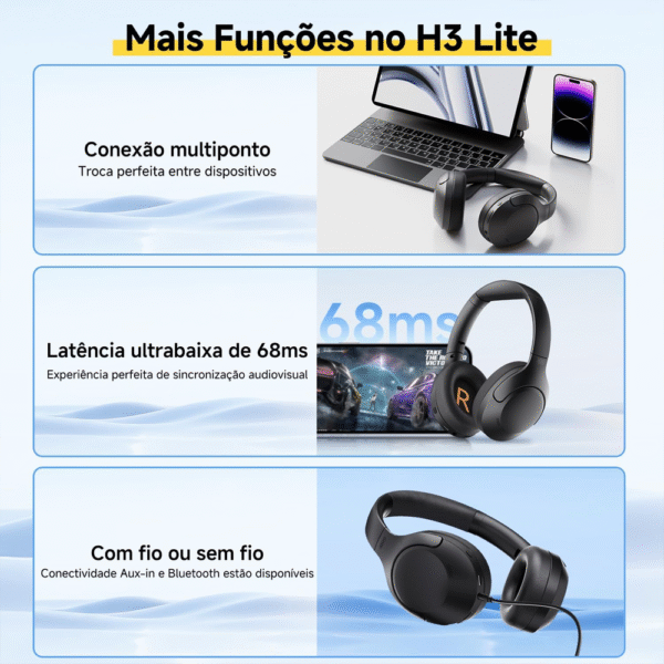 Headphone QCY H3 Lite Anc Bluetooth - Black - Imagem 8