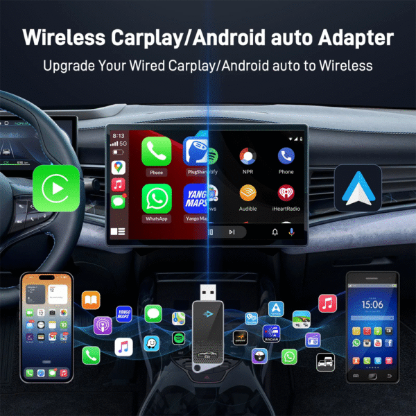 Adaptdor Wireless para Carro USB/USB-C Android e Carplay K82 - Imagem 3