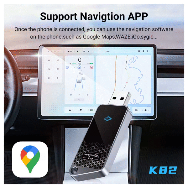 Adaptdor Wireless para Carro USB/USB-C Android e Carplay K82 - Imagem 5